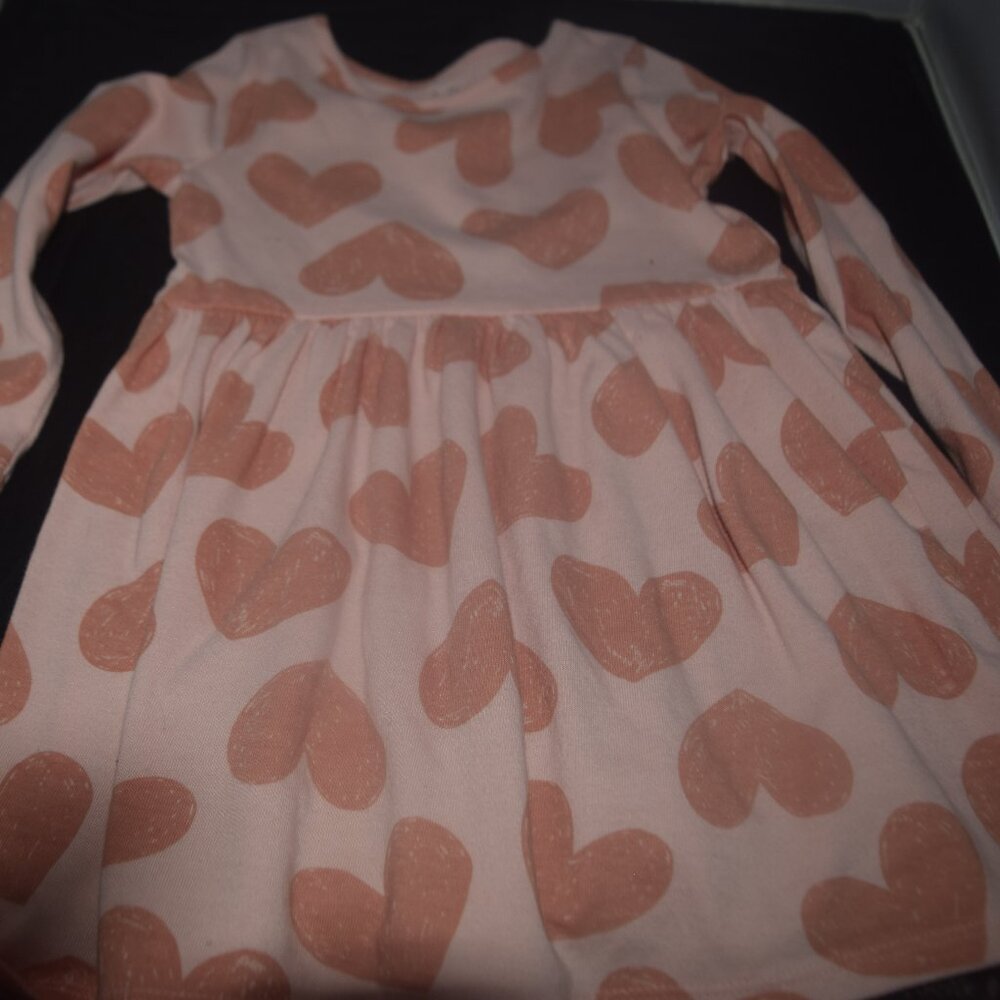 Cat & Jack Toddler Heart French Terry Long Sleeve Dress 3T